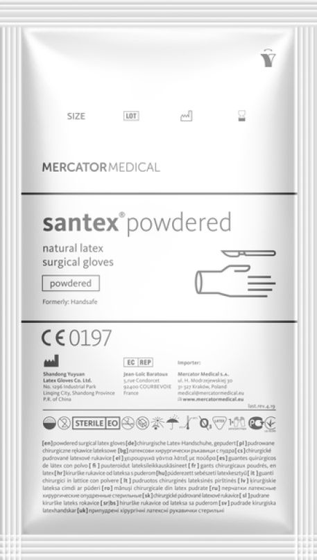 Latexové rukavice "santex® powdered" | s púdrom | 1 pár