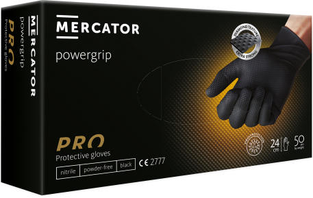 Nitrilové rukavice "Powergrip Black" | bez púdru  | 50 KS