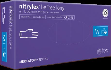 Nitrilové rukavice nitrylex® BeFree Long | bez púdru | 100 ks