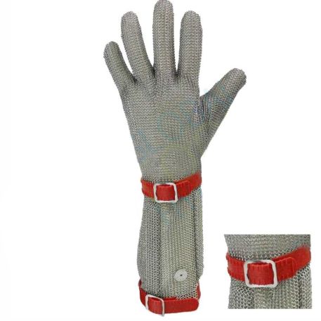 Dlhá kovová rukavica s opaskom