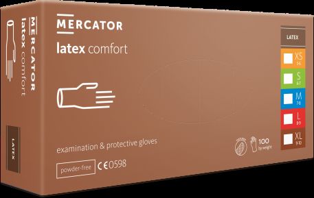 Latexové rukavice Comfort Latex | bez púdru | 100 KS